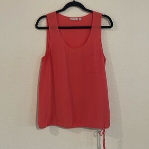 Halogen Women’s Tank Top Medium Pink 100% Silk Lightweight Tie Waist Coastal